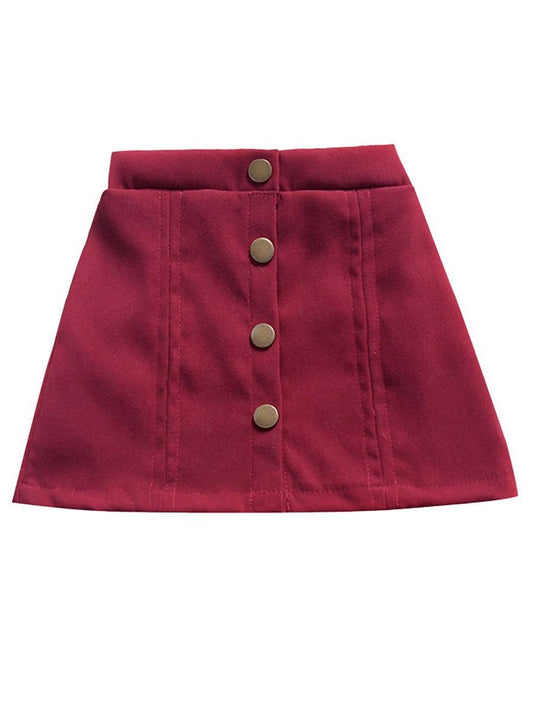 Stylish Buttoned Solid Color A-line Skirt - dianjiang-