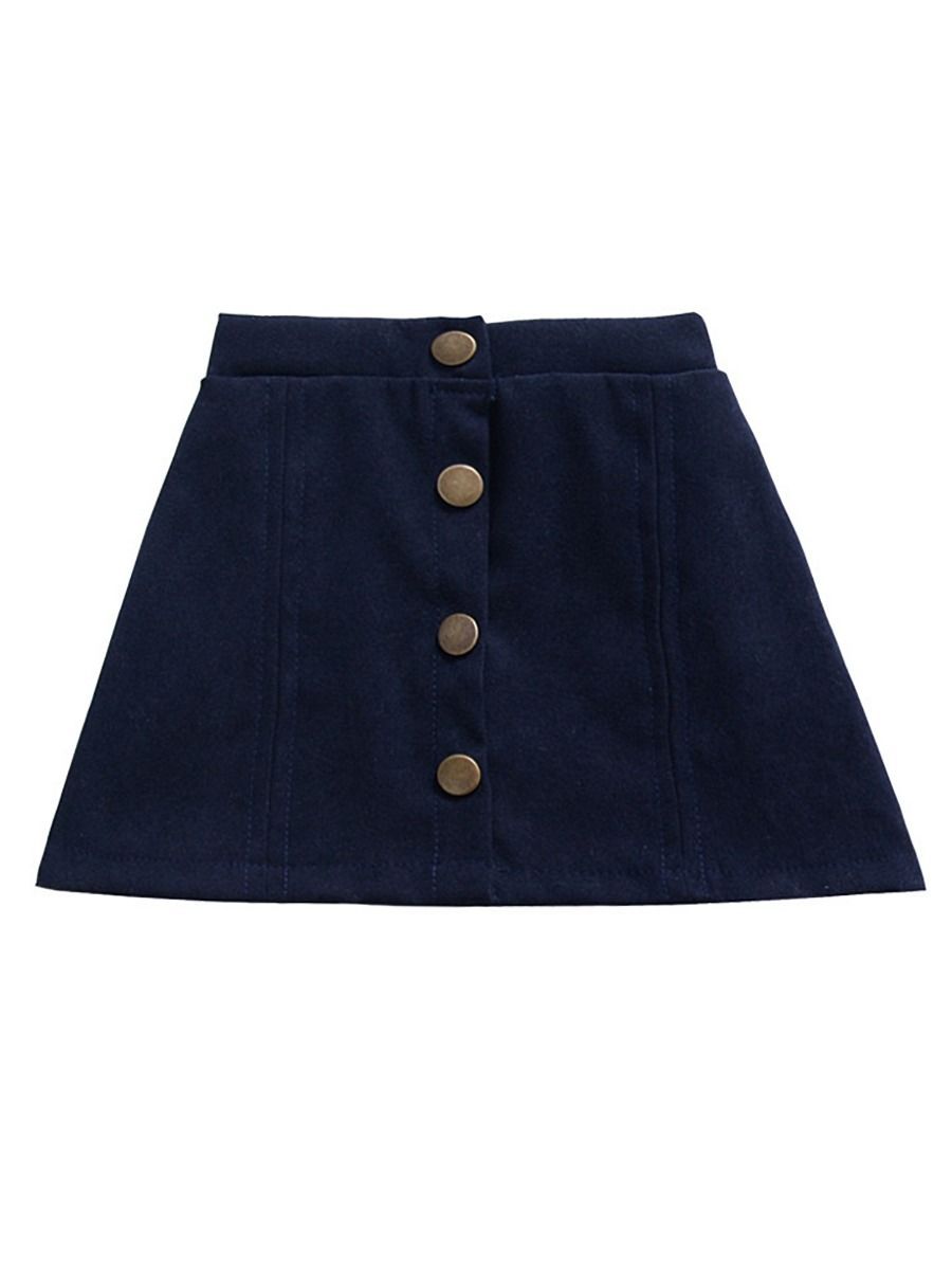 Stylish Buttoned Solid Color A-line Skirt - dianjiang-
