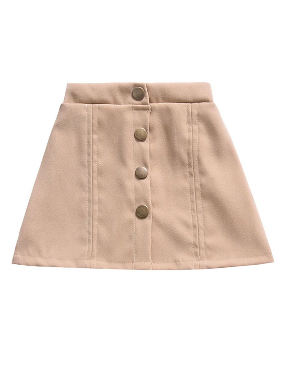 Stylish Buttoned Solid Color A-line Skirt - dianjiang-