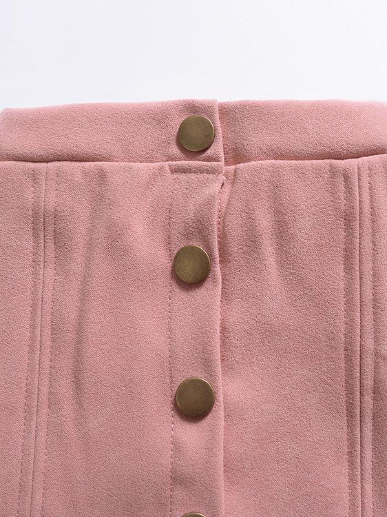 Stylish Buttoned Solid Color A-line Skirt - dianjiang-