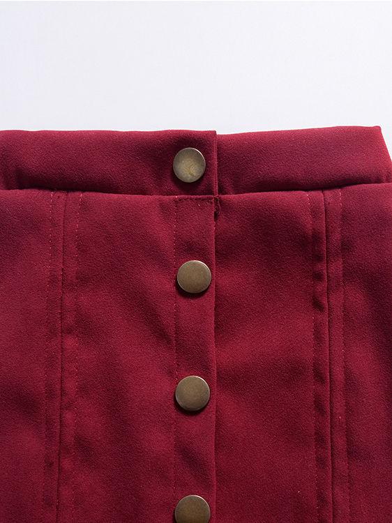 Stylish Buttoned Solid Color A-line Skirt - dianjiang-
