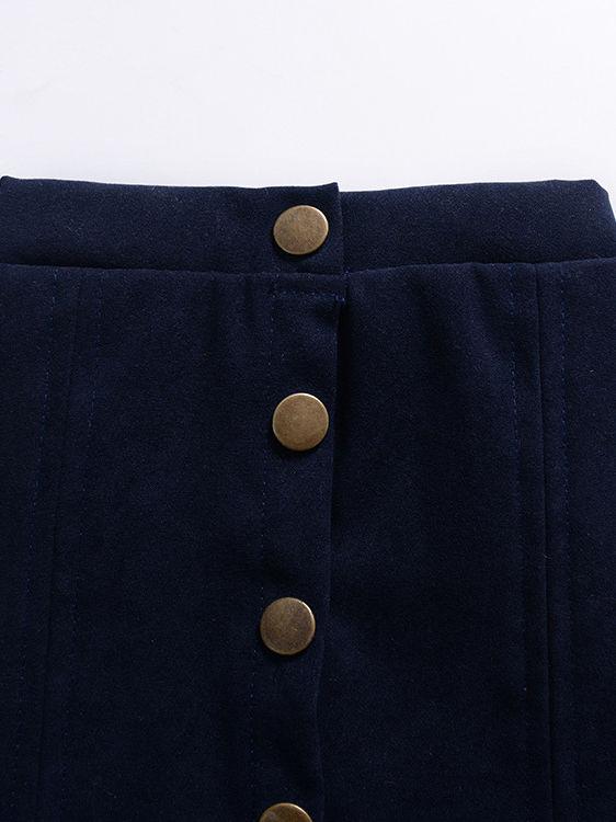 Stylish Buttoned Solid Color A-line Skirt - dianjiang-