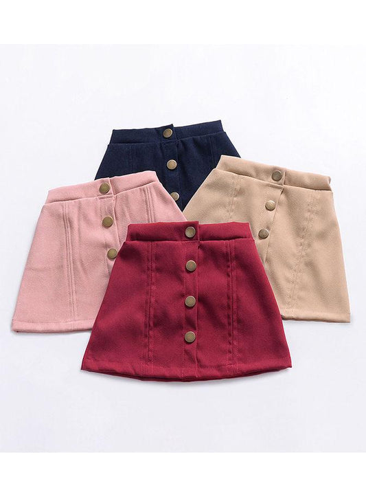 Stylish Buttoned Solid Color A-line Skirt - dianjiang-