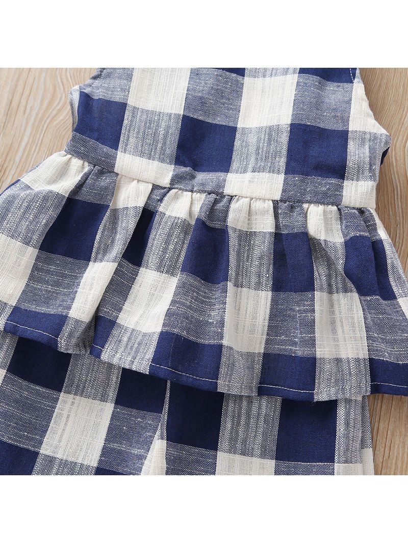 Stylish Checked Ruffle Overall For Baby Toddler Girl - dianjiang-