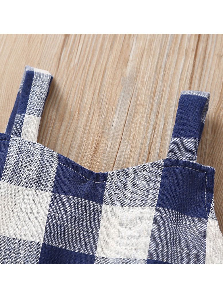 Stylish Checked Ruffle Overall For Baby Toddler Girl - dianjiang-