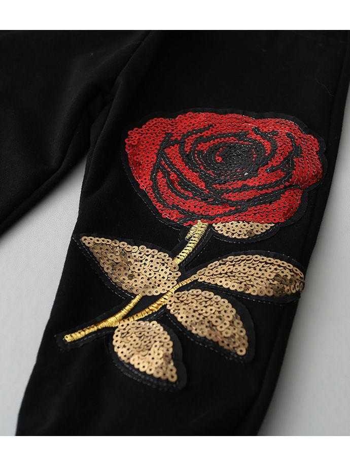 Stylish Girl 2-Piece Rose Sequins Pullover + Pants - dianjiang-