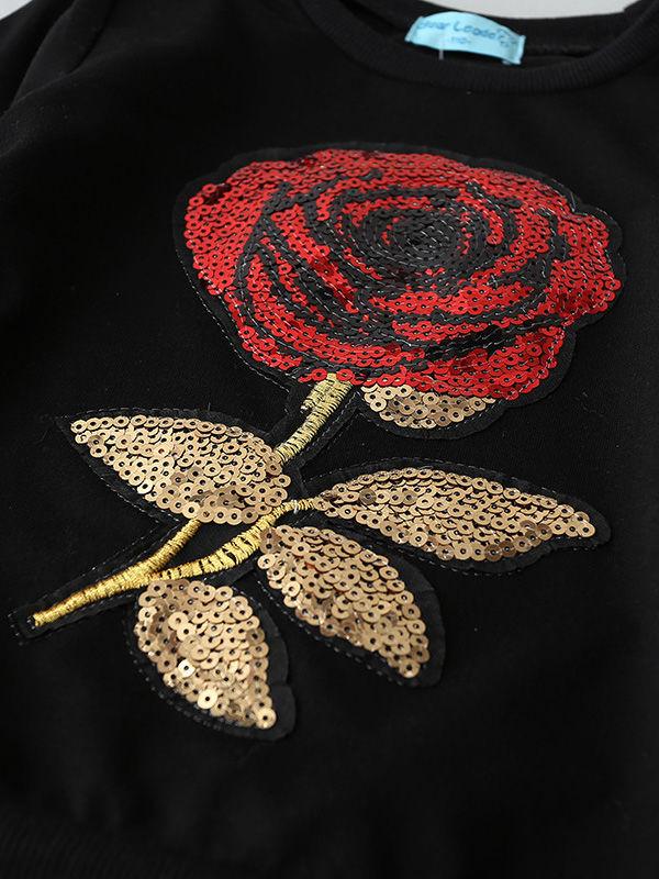 Stylish Girl 2-Piece Rose Sequins Pullover + Pants - dianjiang-