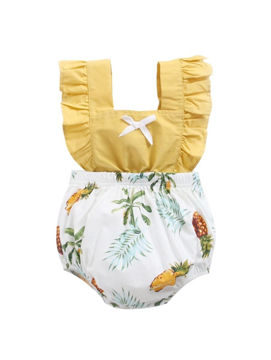 Stylish Infant Toddler Girl Pineapple Ruffle Romper Playsuit - dianjiang-