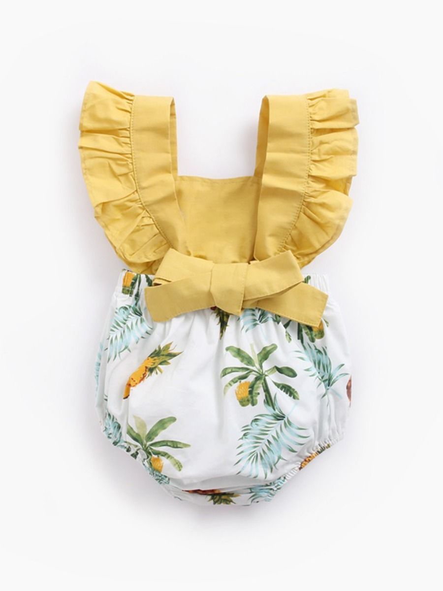 Stylish Infant Toddler Girl Pineapple Ruffle Romper Playsuit - dianjiang-