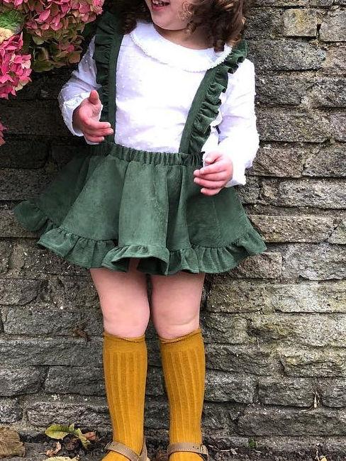 Stylish Frilled Corduroy Pinafore Dress For Baby Little Girl - dianjiang-