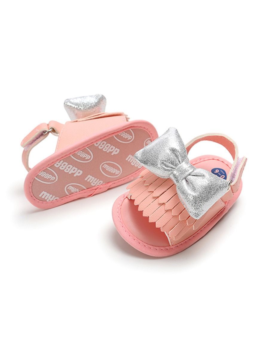 Stylish Tassel Trim Big Bow Pre-walker Sandal - dianjiang-