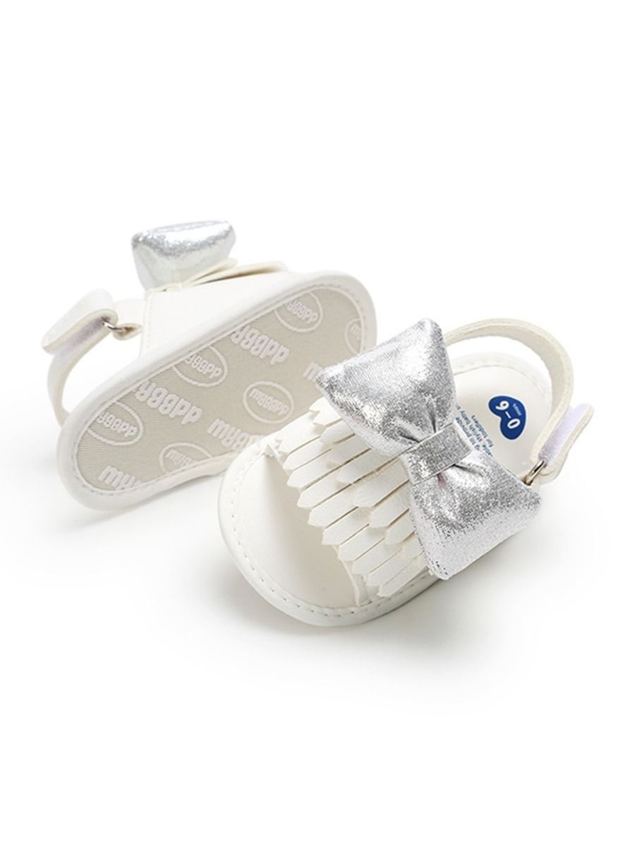 Stylish Tassel Trim Big Bow Pre-walker Sandal - dianjiang-