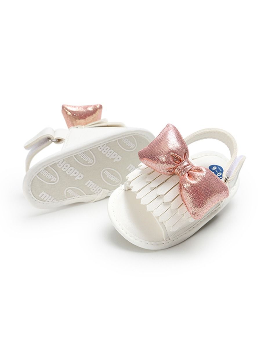 Stylish Tassel Trim Big Bow Pre-walker Sandal - dianjiang-