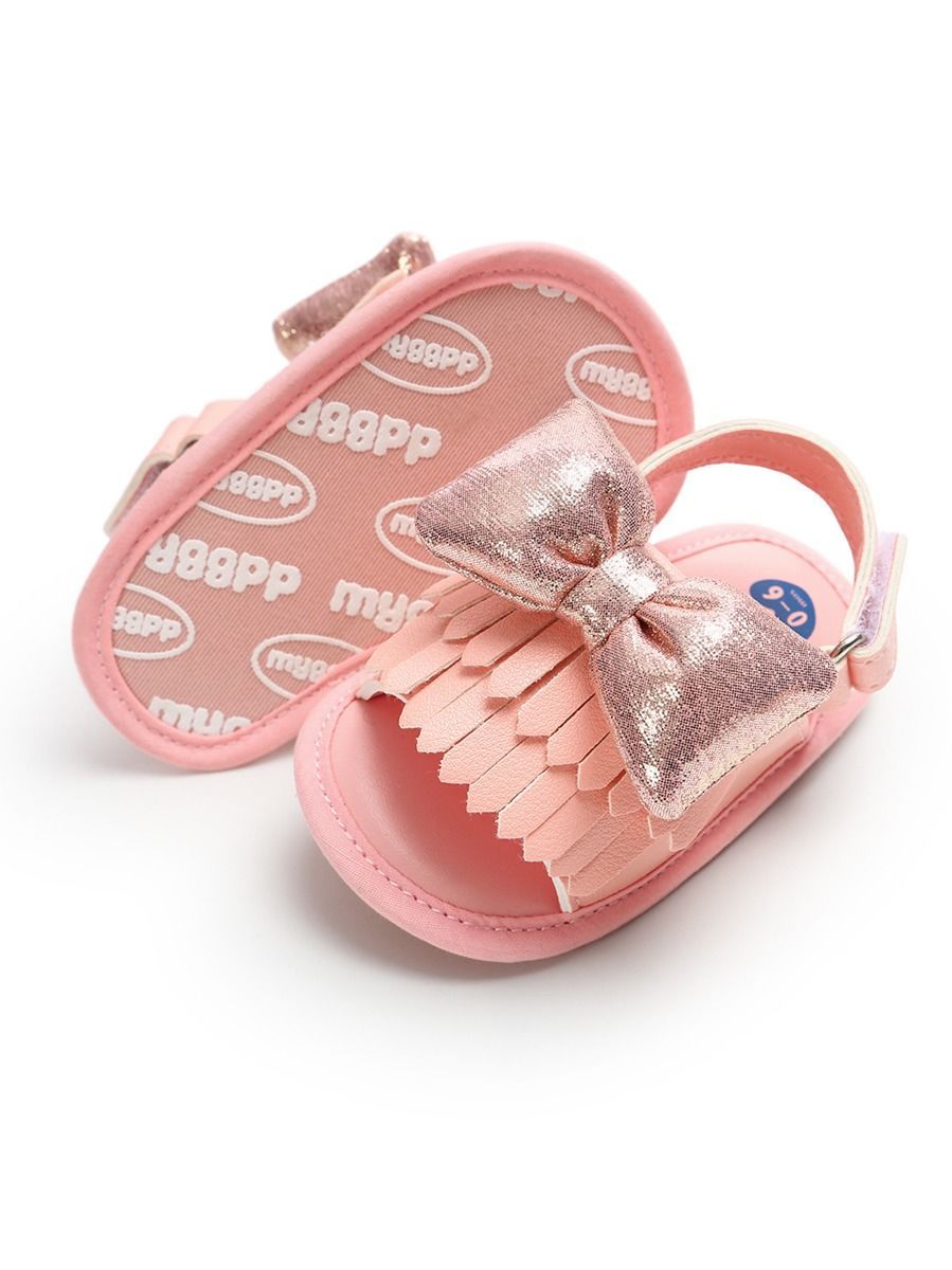 Stylish Tassel Trim Big Bow Pre-walker Sandal - dianjiang-