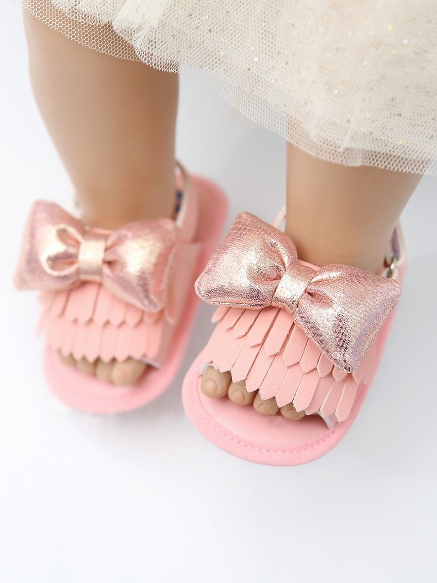 Stylish Tassel Trim Big Bow Pre-walker Sandal - dianjiang-