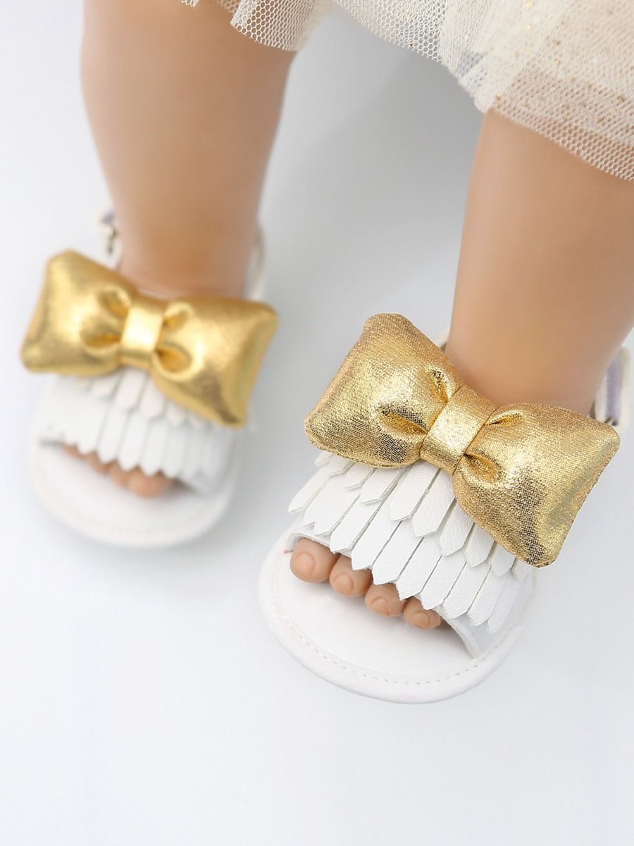 Stylish Tassel Trim Big Bow Pre-walker Sandal - dianjiang-