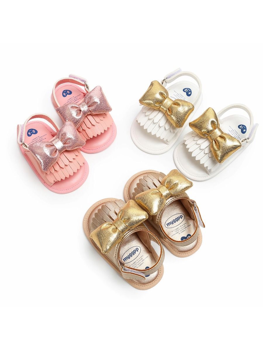 Stylish Tassel Trim Big Bow Pre-walker Sandal - dianjiang-