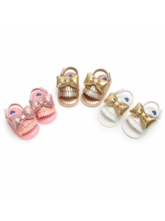 Stylish Tassel Trim Big Bow Pre-walker Sandal - dianjiang-