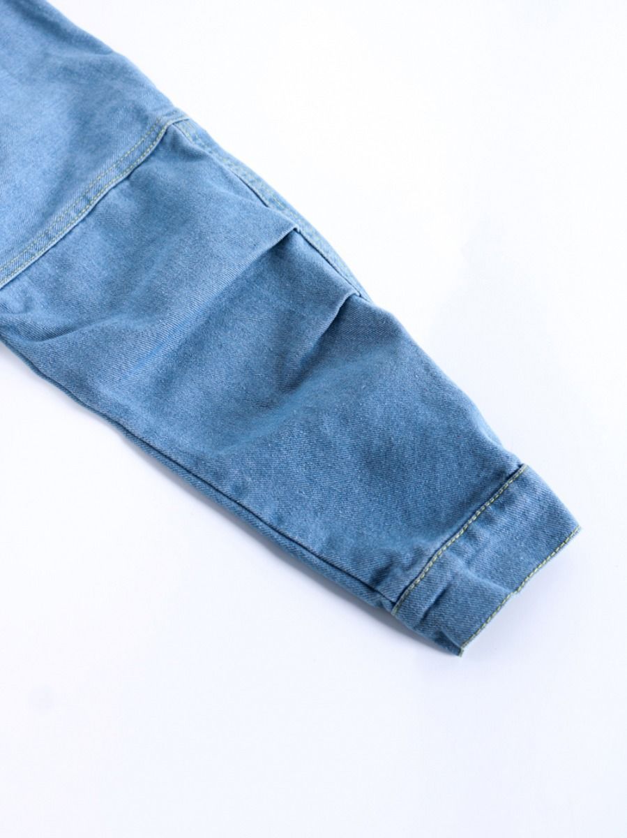 Stylish Toddler Big Girl Flower Bow Trim Denim Jacket - dianjiang-