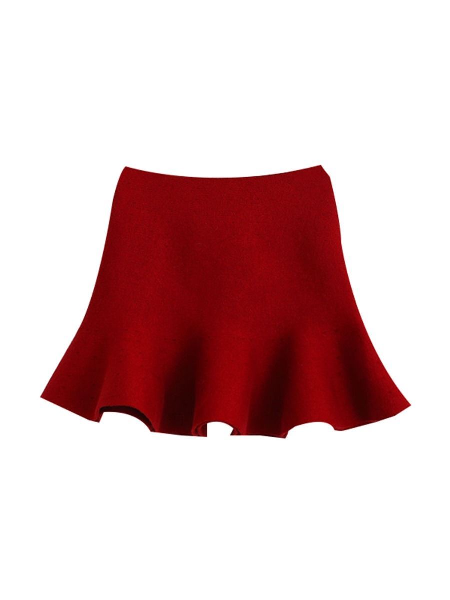 Stylish Toddler Girl Solid Color Knitted Skirt - dianjiang-