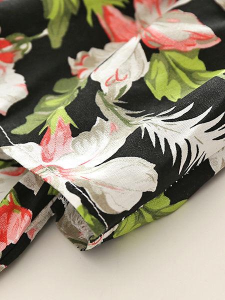 Summer 2-Piece Outfit Flower Suspender Top + Ripped Fringed-hem Shorts For Little Big Girl - dianjiang-