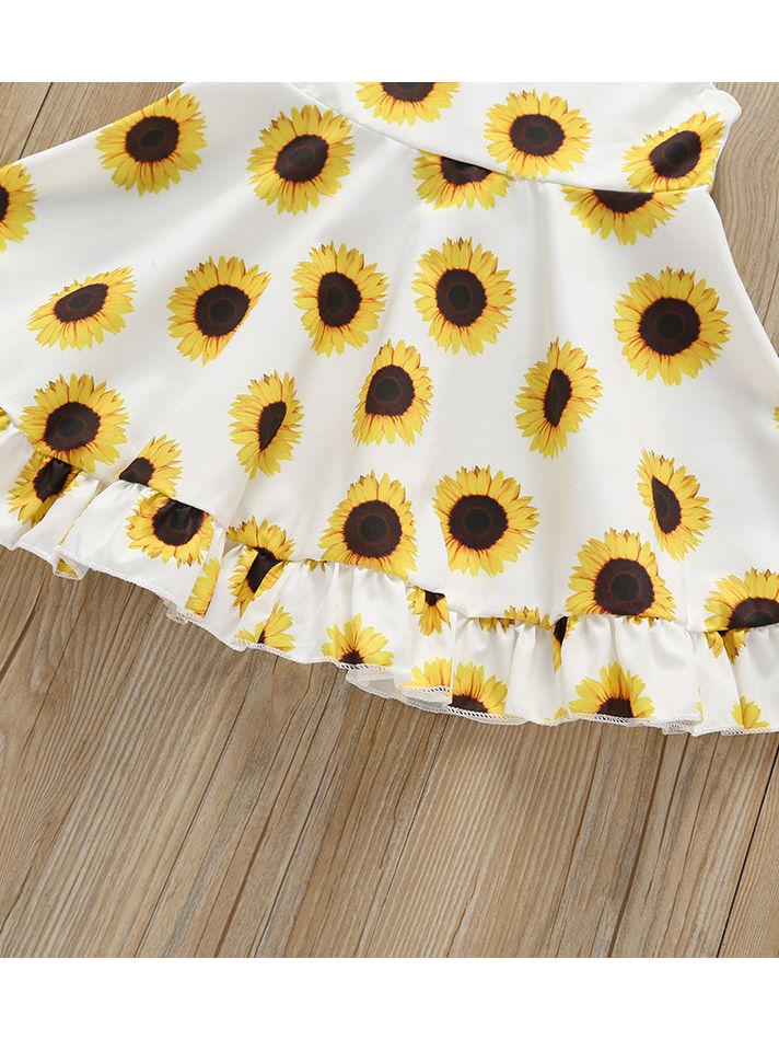 Summer 2-Piece Outfit Sunflower Sleeveless Dress Matching Headband - dianjiang-