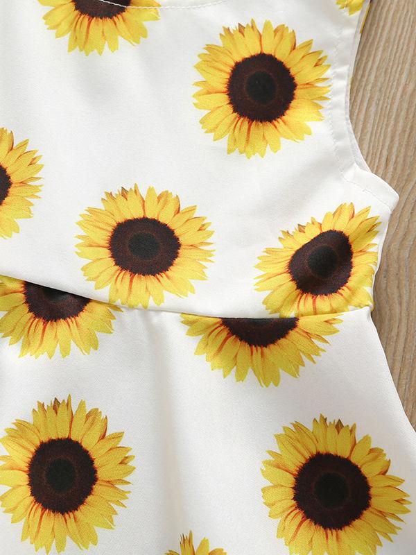 Summer 2-Piece Outfit Sunflower Sleeveless Dress Matching Headband - dianjiang-