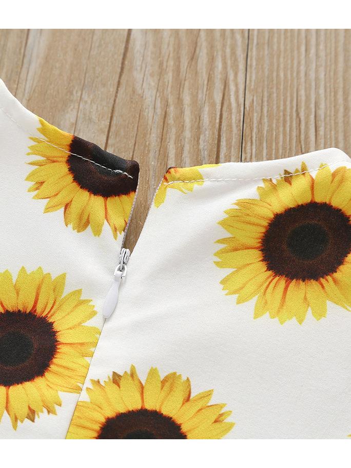 Summer 2-Piece Outfit Sunflower Sleeveless Dress Matching Headband - dianjiang-