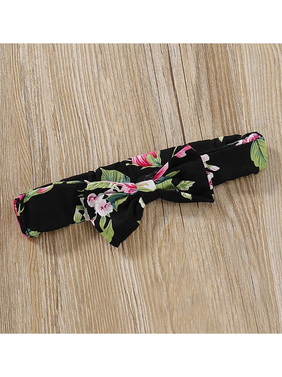 Summer Baby Girls 3-Piece Outfits Tank Top+Flower Shorts+Headband - dianjiang-