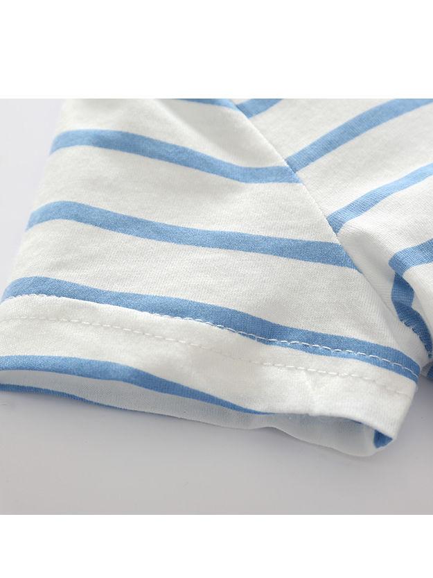 Summer Baby Boy 2-piece Outfits Striped T-shirt +Blue Suspender Shorts - dianjiang-