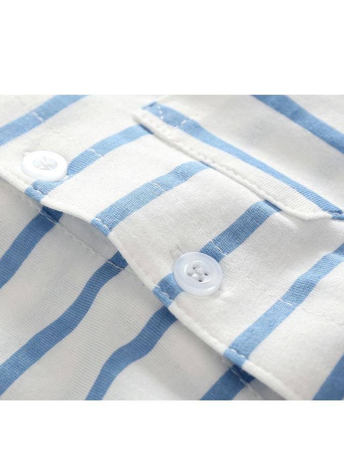 Summer Baby Boy 2-piece Outfits Striped T-shirt +Blue Suspender Shorts - dianjiang-