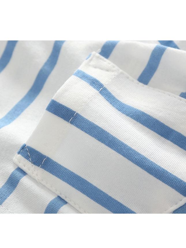 Summer Baby Boy 2-piece Outfits Striped T-shirt +Blue Suspender Shorts - dianjiang-