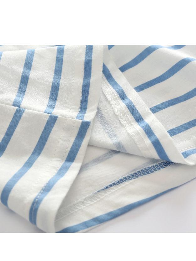 Summer Baby Boy 2-piece Outfits Striped T-shirt +Blue Suspender Shorts - dianjiang-