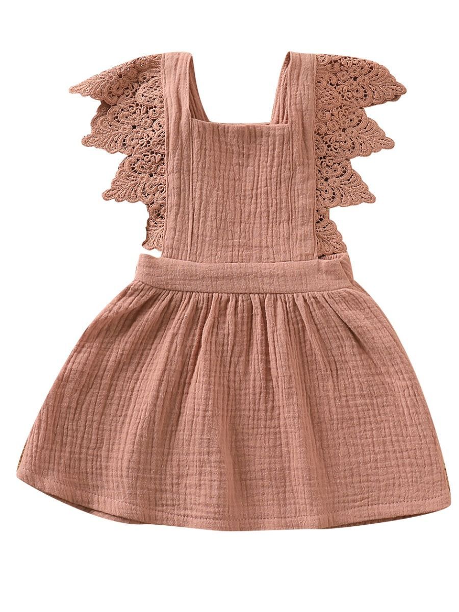 Summer Fashion Baby Girl Solid Color Lace Pinafore Dress - dianjiang-