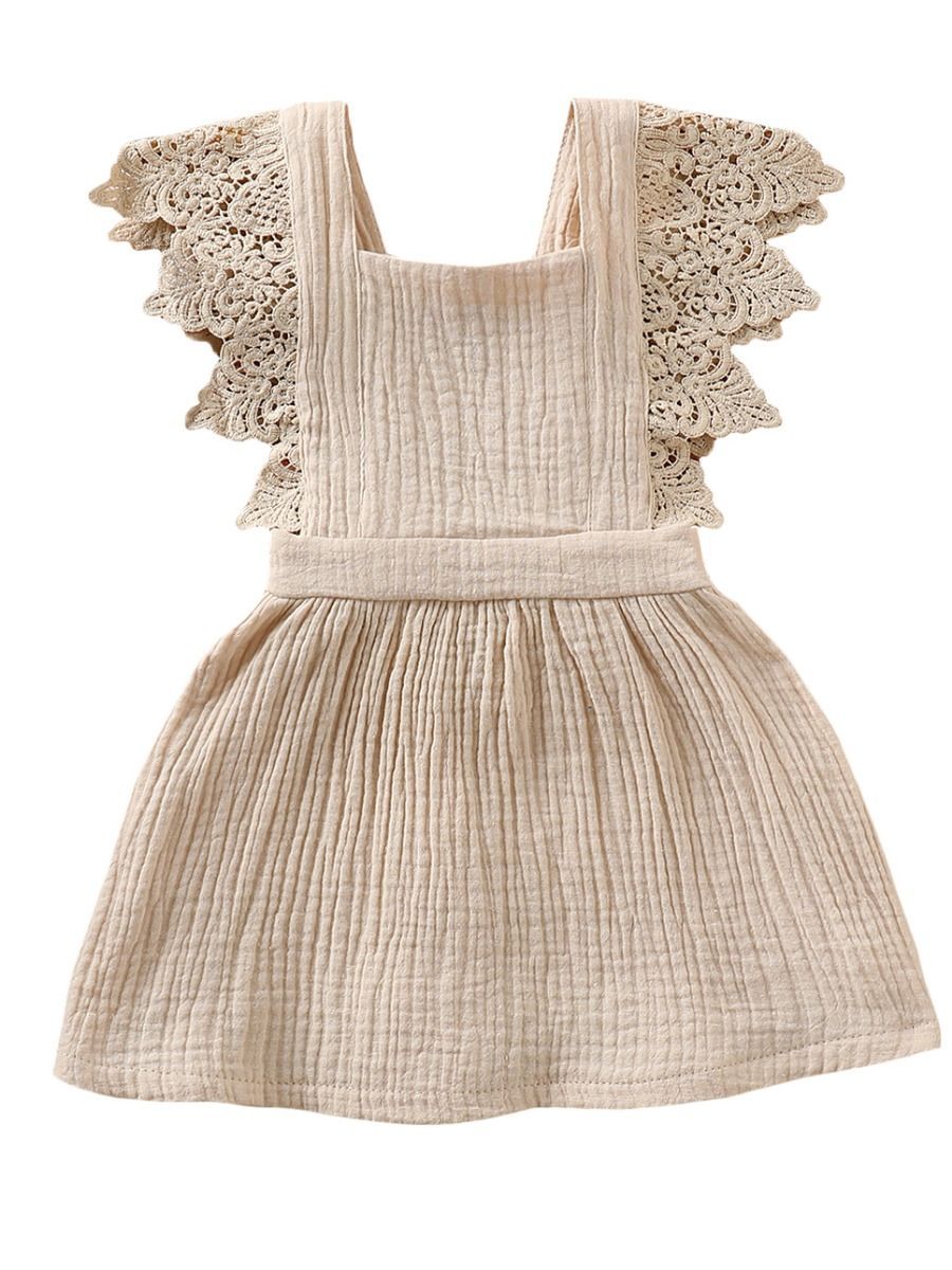 Summer Fashion Baby Girl Solid Color Lace Pinafore Dress - dianjiang-