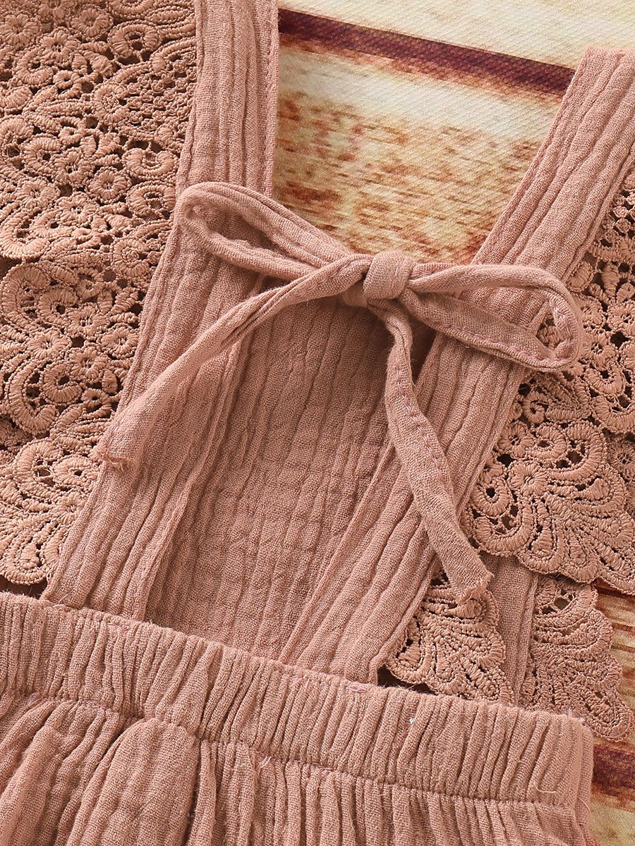 Summer Fashion Baby Girl Solid Color Lace Pinafore Dress - dianjiang-