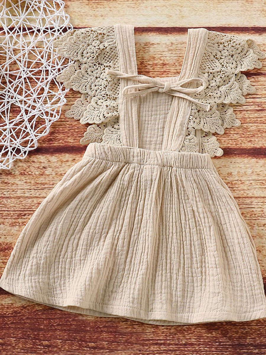 Summer Fashion Baby Girl Solid Color Lace Pinafore Dress - dianjiang-