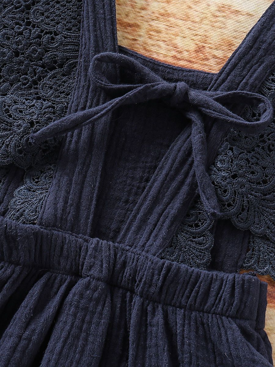 Summer Fashion Baby Girl Solid Color Lace Pinafore Dress - dianjiang-