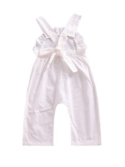 Summer Baby Girl Solid Color Ruffled Suspender Long Pants - dianjiang-