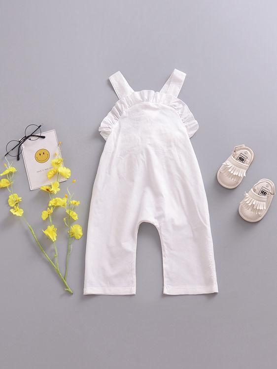 Summer Baby Girl Solid Color Ruffled Suspender Long Pants - dianjiang-