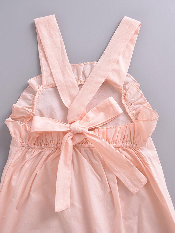 Summer Baby Girl Solid Color Ruffled Suspender Long Pants - dianjiang-