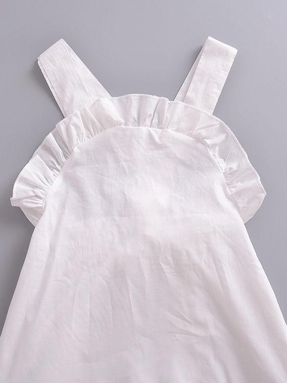 Summer Baby Girl Solid Color Ruffled Suspender Long Pants - dianjiang-