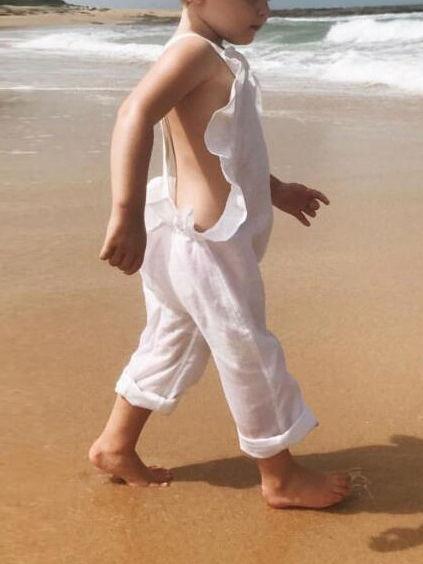 Summer Baby Girl Solid Color Ruffled Suspender Long Pants - dianjiang-