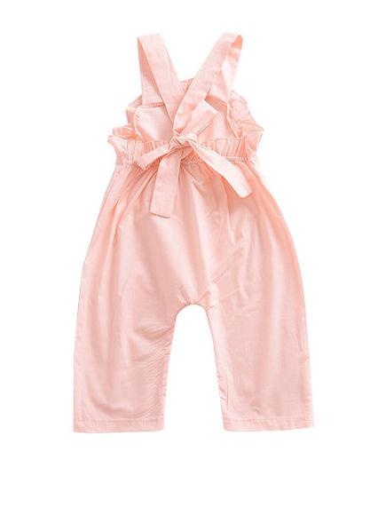 Summer Baby Girl Solid Color Ruffled Suspender Long Pants - dianjiang-