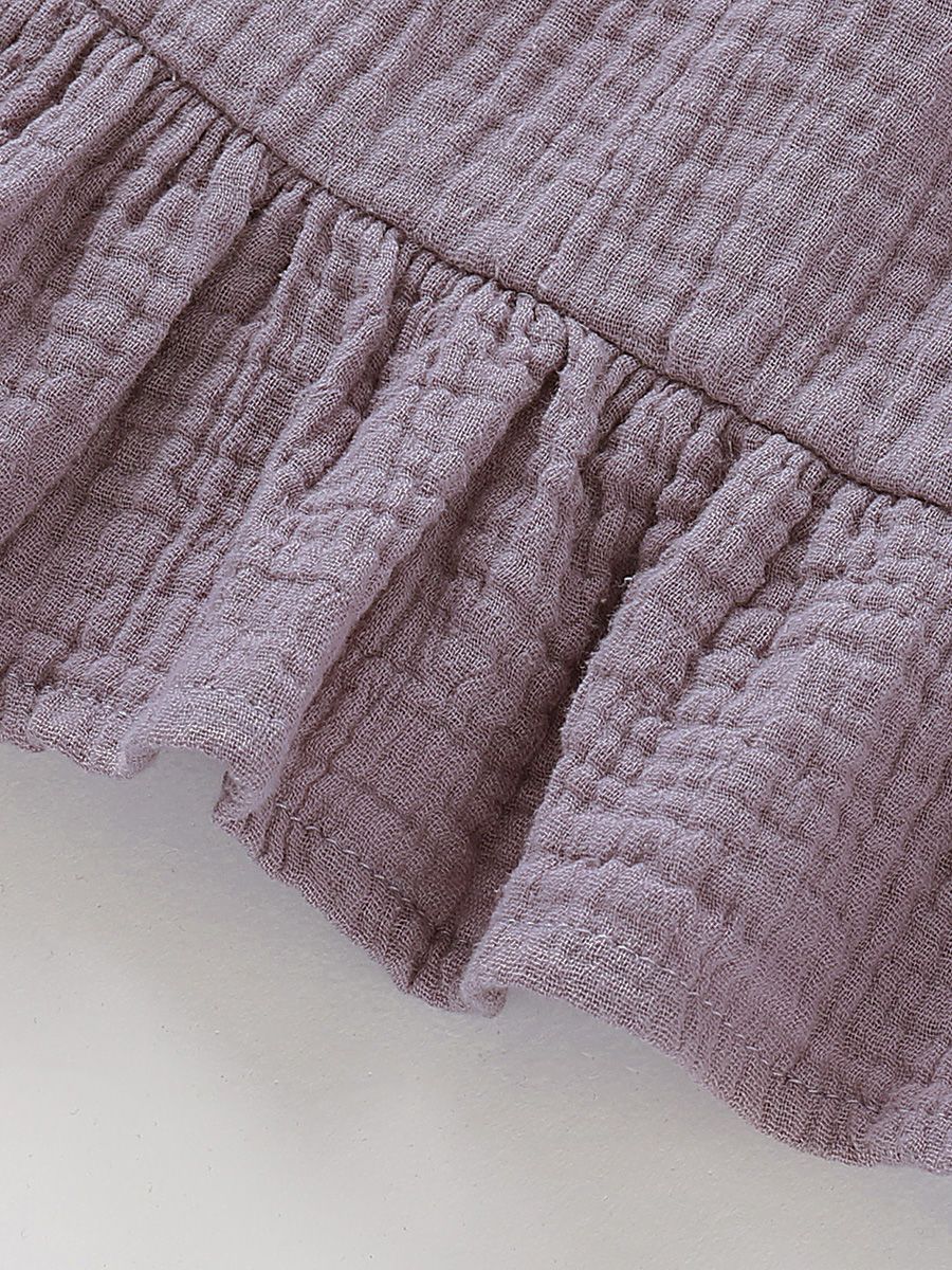 Summer Baby Little Girl Solid Color Tie Muslin Ruffle Short Dress/Top - dianjiang-