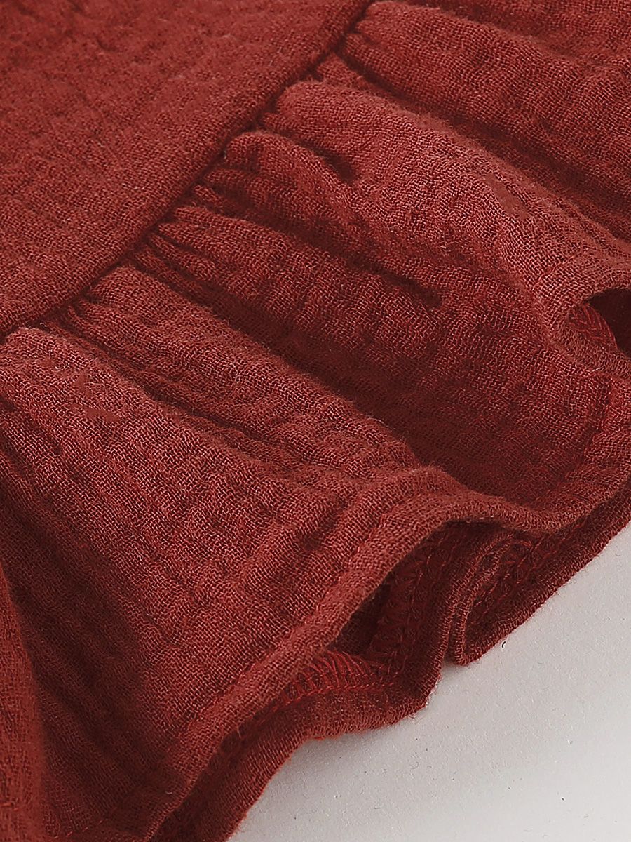 Summer Baby Little Girl Solid Color Tie Muslin Ruffle Short Dress/Top - dianjiang-