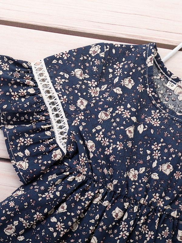 Summer Baby Toddler Girl Outfits Floral Flare Sleeve Tunic+White Shorts - dianjiang-