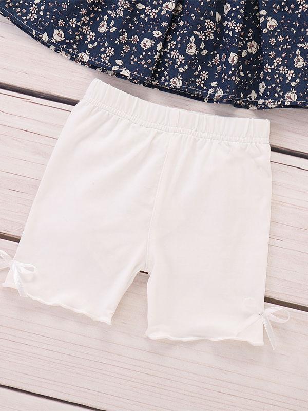 Summer Baby Toddler Girl Outfits Floral Flare Sleeve Tunic+White Shorts - dianjiang-