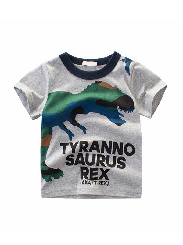Summer Cartoon Dinosaurs Print Top Cotton Tee Short-sleeve T-shirt - dianjiang-