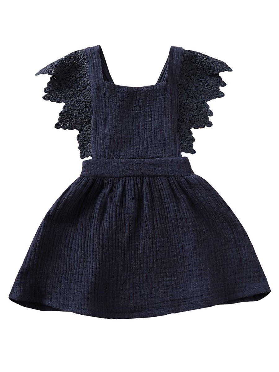 Summer Fashion Baby Girl Solid Color Lace Pinafore Dress - dianjiang-